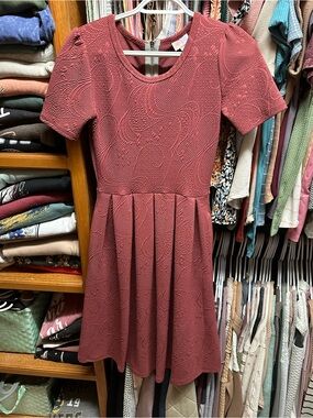 LuLaRoe Dusty Rose Textured Amelia Dress
